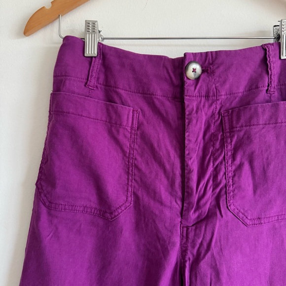 Anthropologie Maeve | The Colette Cropped Wide-Leg Pants in Purple ~ US 29 - Picture 4 of 7